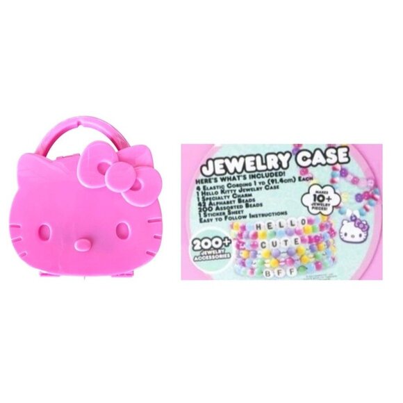 New Sanrio Hello Kitty Pink Jewelry Case With Acessories Craft Making DI… - Picture 1 of 12